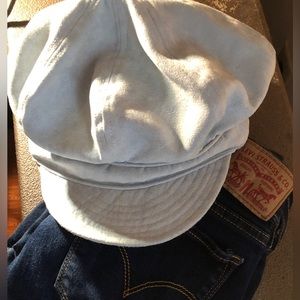 90s Retro Boho Hat baby blue soft suede feel